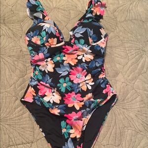 Cupshe Floral One Piece Swimsuit - Black, Pink, Blue